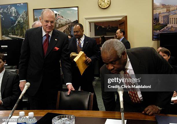 Supreme Court Justices Anthony Kennedy and Clarence Thomas prepare to testify at a Transportation, Treasury, and Housing and Urban Development, The...