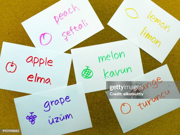 language flash cards; turkish - turkish language stock pictures, royalty-free photos & images