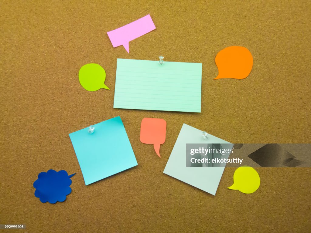 Colorful Balloons and Notes (Cork Board Background)