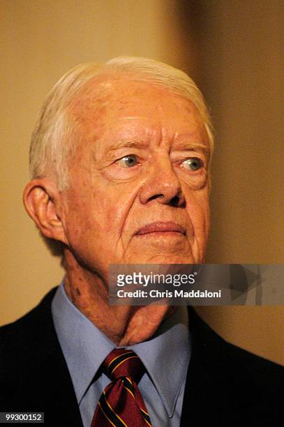 Former President Jimmy Carter present findings to the press from the Carter-Baker Commission on Federal Election Reform.