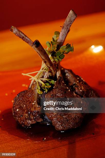 Chef Richard Sandoval's "Rack of Lamb with Purple Potatoes and Hoisin Adobe Sauce" at the new fusion restaurant in Chinatown, Zengo.