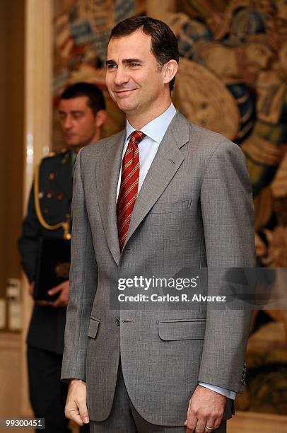 Prince Felipe of Spain attends several audiences at the Zarzuela Palace on May 14, 2010 in Madrid, Spain.