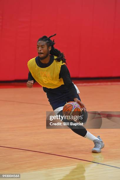 Marcus Thornton of Team USA handles the ball during practice at the University of Houston on June 21, 2018 in Houston, Texas. NOTE TO USER: User...