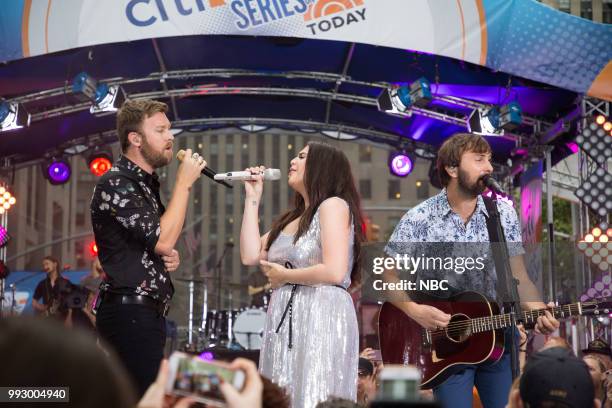 Charles Kelley, Hillary Scott, and Dave Haywood of Lady Antebellum on Friday, July 6, 2018 --
