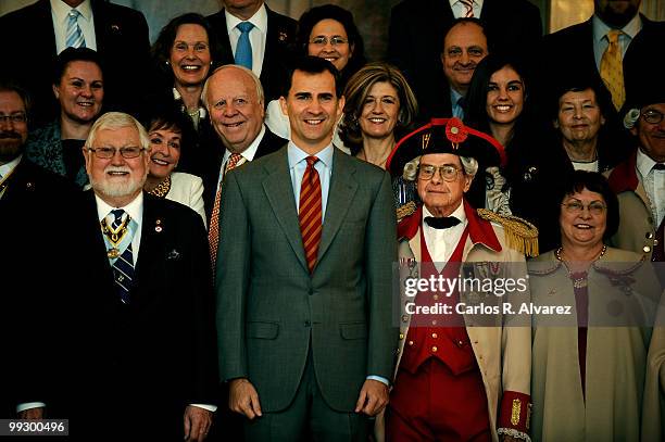 Prince Felipe of Spain receives "The National Society Sons of the American Revolution" members at the Zarzuela Palace on May 14, 2010 in Madrid,...