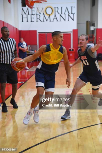 Nick Johnson of Team USA handles the ball during practice at the University of Houston on June 21, 2018 in Houston, Texas. NOTE TO USER: User...