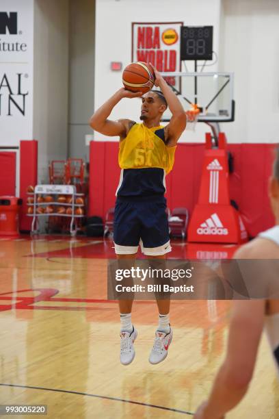 Nick Johnson of Team USA shoots the ball during practice at the University of Houston on June 21, 2018 in Houston, Texas. NOTE TO USER: User...