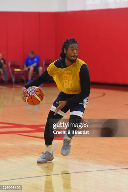 Marcus Thornton of Team USA handles the ball during practice at the University of Houston on June 21, 2018 in Houston, Texas. NOTE TO USER: User...