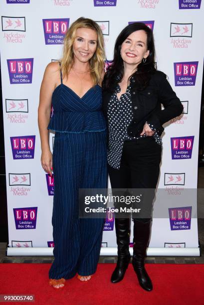 Caroline Whitney Smith and Guinevere Turner attend a screening of 'Different For Girls' at The Curzon Mayfair on July 6, 2018 in London, England.