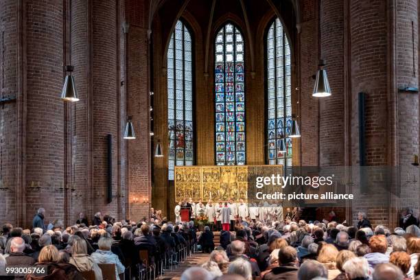 Regional Bishop Ralf Meister speaking during a church service to mark the anniversary of the Reformation at the Marktkirche church in Hanover,...