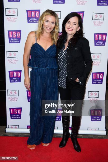 Caroline Whitney Smith and Guinevere Turner attend a screening of 'Different For Girls' at The Curzon Mayfair on July 6, 2018 in London, England.