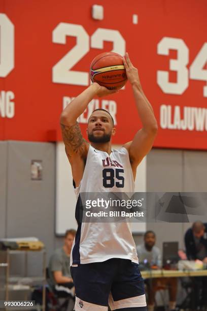 Trey McKinney Jones of Team USA shoots the ball during practice at the University of Houston on June 22, 2018 in Houston, Texas. NOTE TO USER: User...