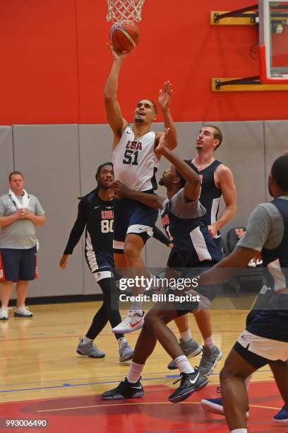 Nick Johnson of Team USA shoots the ball during practice at the University of Houston on June 22, 2018 in Houston, Texas. NOTE TO USER: User...