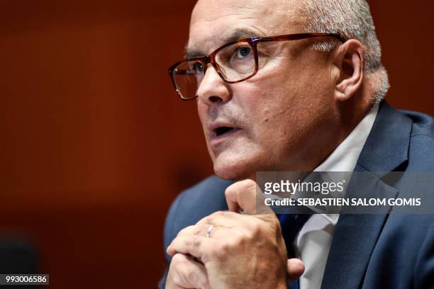 Nantes' prosecutor Pierre Sennes gives a press conference at the Nantes courthouse on July 6 following the latest developments after a young man was...