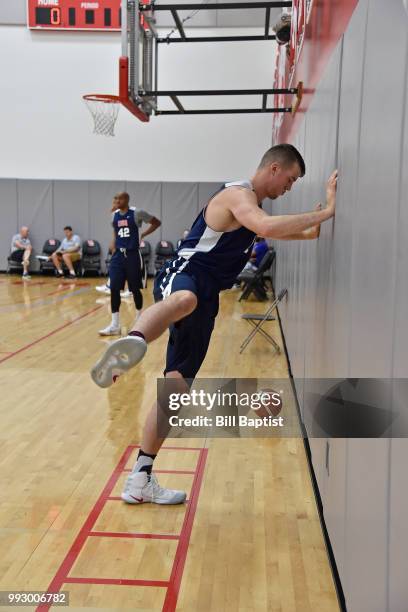 Marshall Plumlee of Team USA warms up during practice at the University of Houston on June 23, 2018 in Houston, Texas. NOTE TO USER: User expressly...