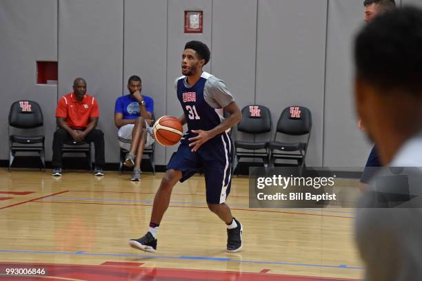 Larry Drew II of Team USA goes to the basket during practice at the University of Houston on June 23, 2018 in Houston, Texas. NOTE TO USER: User...