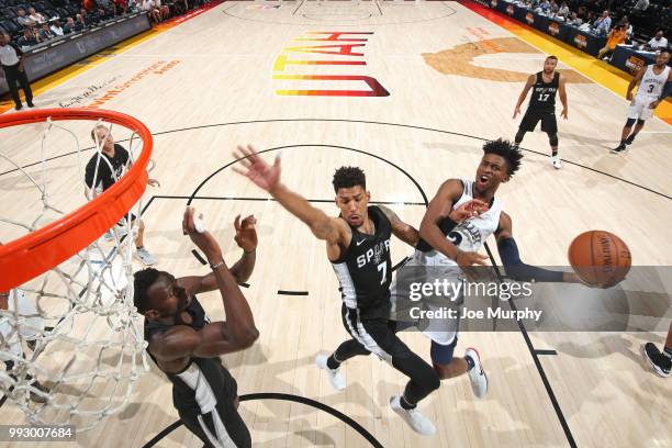 Kobi Simmons of the Memphis Grizzlies goes to the basket against the San Antonio Spurs on July 5, 2018 at Vivint Smart Home Arena in Salt Lake City,...