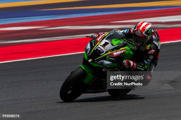 Jonathan Rea of Kawasaki Racing Team during the free practice of the Motul FIM Superbike Championship, Riviera di Rimini Round, at Misano World...