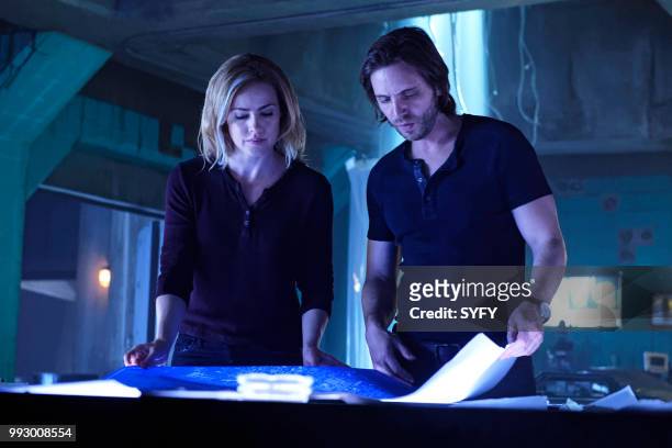The Beginning Part I" Episode 410 -- Pictured: Amanda Schull as Cassandra Railly, Aaron Stanford as James Cole --