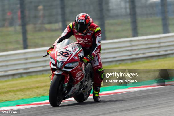 Lorenzo Savadori of Milwaukee Aprilia during the free practice of the Motul FIM Superbike Championship, Riviera di Rimini Round, at Misano World...