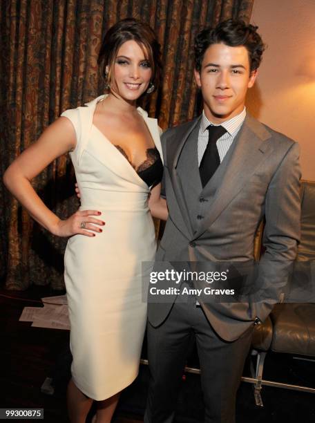 Actress Ashley Greene and musician Nick Jonas backstage during the 12th annual Young Hollywood Awards sponsored by JC Penney , Mark. & Lipton...