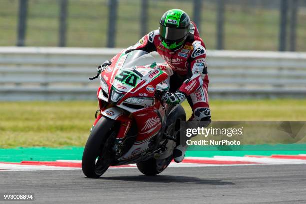 Eugene Laverty of Milwaukee Aprilia during the free practice of the Motul FIM Superbike Championship, Riviera di Rimini Round, at Misano World...