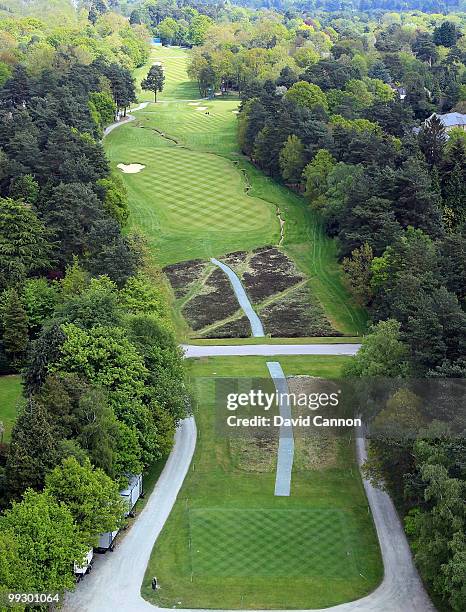 View of the par 4, 15th hole on the recently renovated West Course at the Wentworth Club venue for the 2010 BMW PGA Championship at Wentworth on May...