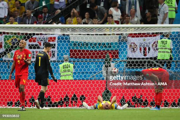 Philippe Coutinho of Brazil reacts to a missed chance during the 2018 FIFA World Cup Russia Quarter Final match between Brazil and Belgium at Kazan...