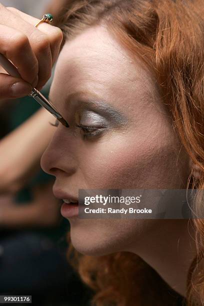 Karen Elson backstage at H&M Live From Central Park