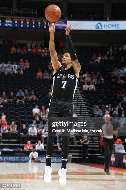 Olivier Hanlan of the San Antonio Spurs shoots the ball against the Memphis Grizzlies on July 5, 2018 at Vivint Smart Home Arena in Salt Lake City,...