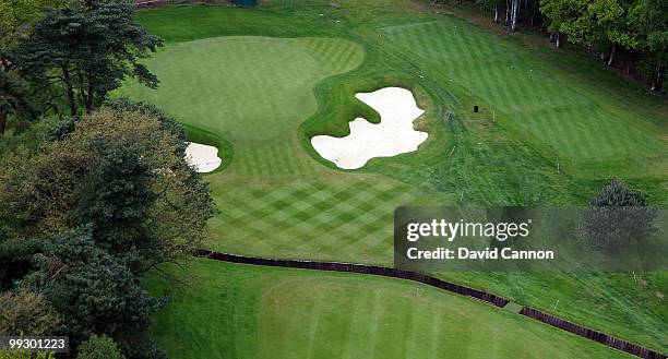 View of the par 4, 12th hole on the recently renovated West Course at the Wentworth Club venue for the 2010 BMW PGA Championship at Wentworth on May...