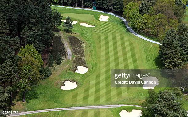View of the par 4, 11th hole on the recently renovated West Course at the Wentworth Club venue for the 2010 BMW PGA Championship at Wentworth on May...