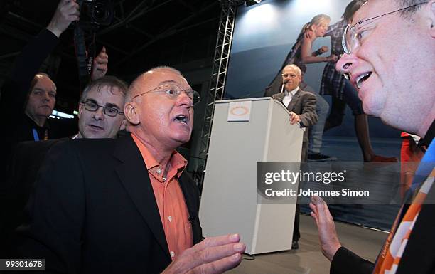 Norbert Denef , head of the association NetzwerkB and victim of sexual abuse of a priest protests against sexual abuse during the speech of Klaus...