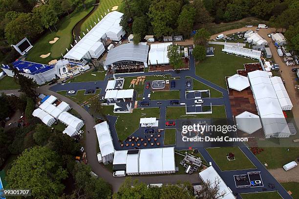 Views of the tented village behind the 18th green on the recently renovated West Course at the Wentworth Club venue for the 2010 BMW PGA Championship...