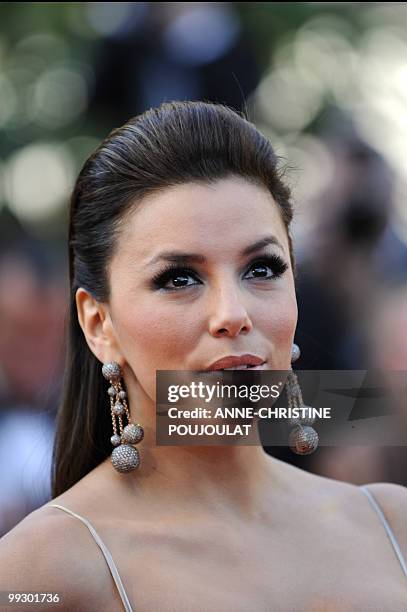 Model and actress Eva Longoria arrives for the screening of the film "Tournee" presented in competiton at the 63rd Cannes Film Festival on May 13,...