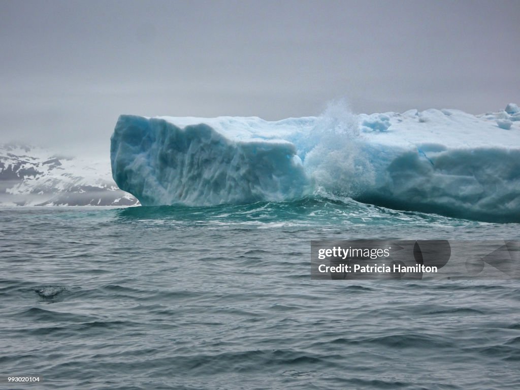 Wave breaking on Arctic iceberg