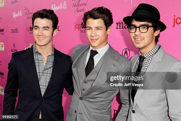 Musicians Kevin Jonas, Nick Jonas and Joe Jonas of The Jonas Brothers arrive at the 12th annual Young Hollywood Awards sponsored by JC Penney , Mark....