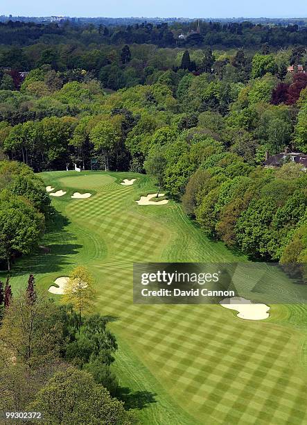 View of the the par 4, 1st hole on the recently renovated West Course at the Wentworth Club venue for the 2010 BMW PGA Championship at Wentworth on...