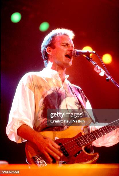 Singer Sting of The Police performs on stage at the Rosemont Horizon in Rosemont, Illinois, June 13, 1986.