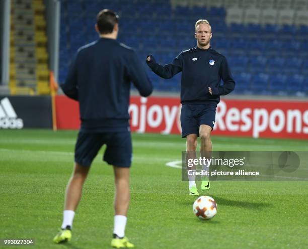 Hoffenheim's player Kevin Vogt seen during training session ahead of the Europa League match between Istanbul Basaksehir and 1899 Hoffenheim in the...