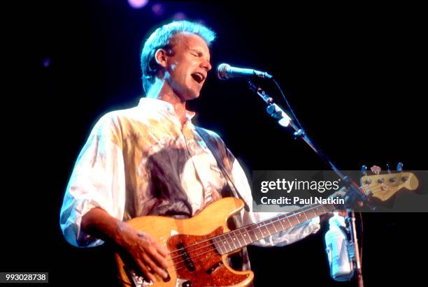 Singer Sting of The Police performs on stage at the Rosemont Horizon in Rosemont, Illinois, June 13, 1986.