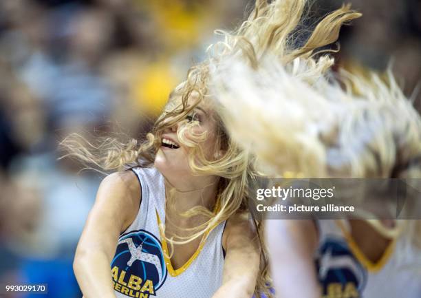 Alba's Alba-Dancers dance during a time out during the Eurocup basketball match between ALBA Berlin and Lietuvos Rytas Vilnius in Berlin, Germany, 01...