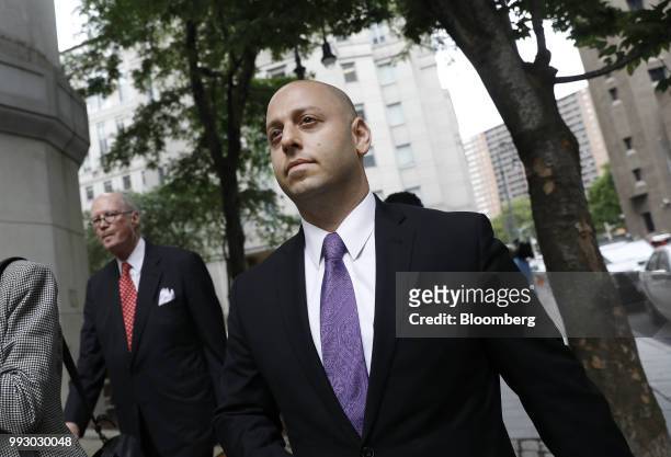 Adam Skelos, son of former New York State Senate Majority Leader Dean Skelos, exits federal court in New York, U.S., on Friday, July 6, 2018....