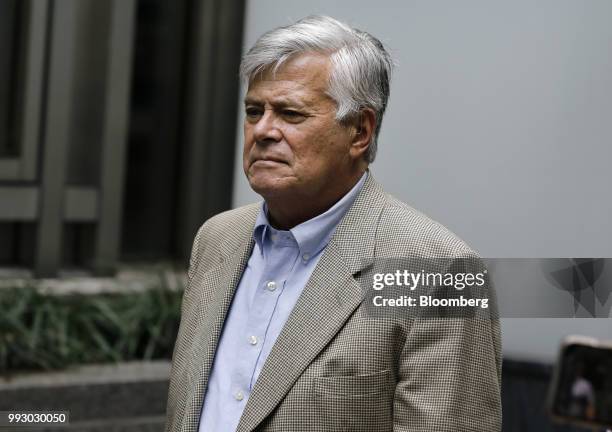 Former State Senate Majority Leader Dean Skelos exits federal court in New York, U.S., on Friday, July 6, 2018. Prosecutors say the once-powerful...