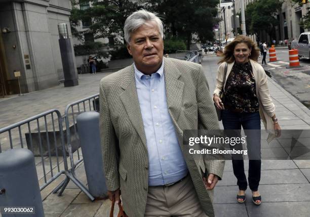 Former State Senate Majority Leader Dean Skelos exits federal court in New York, U.S., on Friday, July 6, 2018. Prosecutors say the once-powerful...