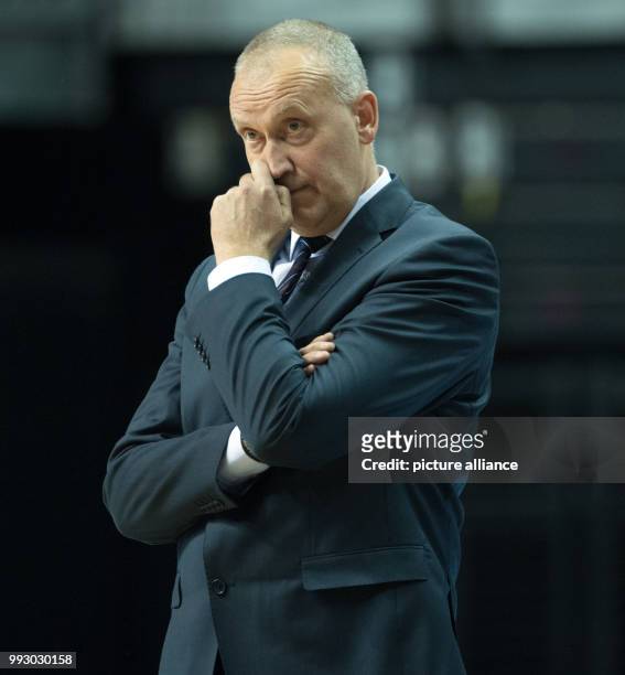 Vilnius head coach Rimas Kurtinaitis pictured during the Eurocup basketball match between ALBA Berlin and Lietuvos Rytas Vilnius in Berlin, Germany,...