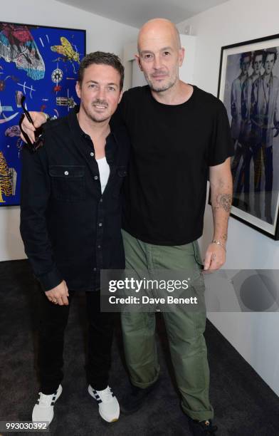 Dave Gardner and Jake Chapman attend the London launch of intothewhite, Darren Strowger's ambitious new tech platform raising money for Teenage...