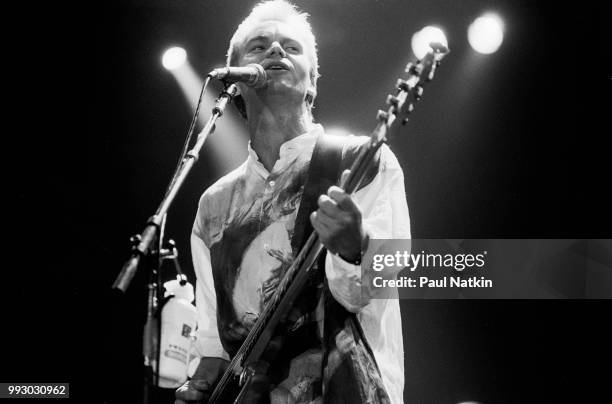 Singer Sting of The Police performs on stage at the Rosemont Horizon in Rosemont, Illinois, June 13, 1986.