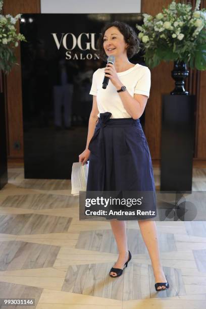 Ramona Pop speaks on stage at the Vogue Salon during 'Der Berliner Salon' Spring/Summer 2019 at Kronprinzenpalais on July 6, 2018 in Berlin, Germany.