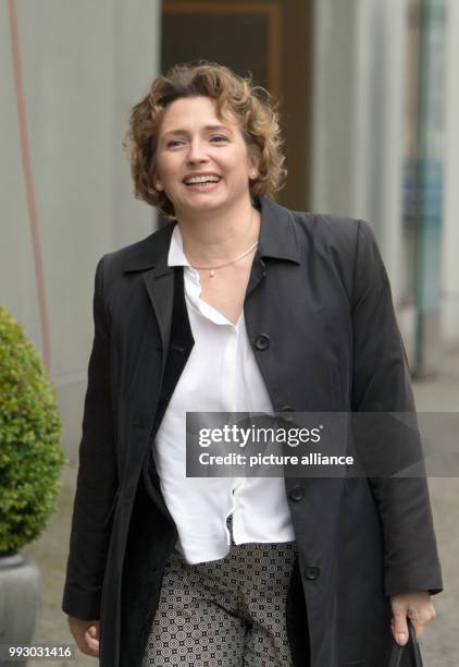 Secretary General Nicola Beer arriving to a further round of ongoing exploratory talks between the Christian Democratic Union , the Christian Social...